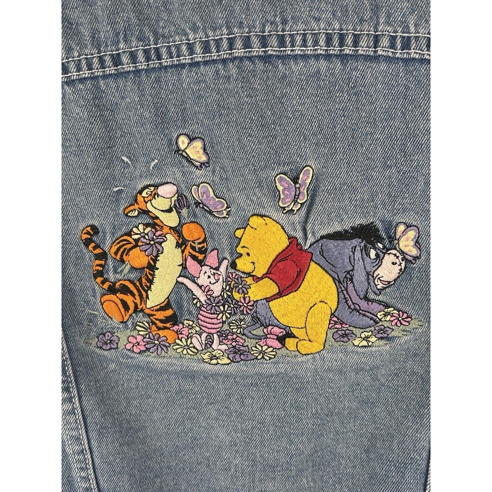 Vtg Winnie The Pooh And Friends Denim Vest Embroidered Front And Back Size M Y2k - Picture 8 of 9